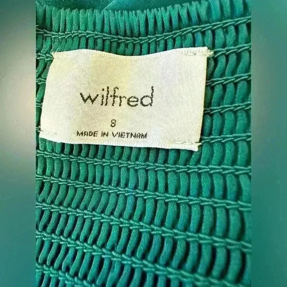 Aritzia Wilfred Emerald Green Satin Long Sleeve Midi Dress Size 8 - Picture 11 of 13